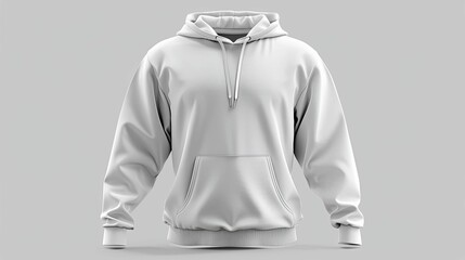 White Hooded Sweatshirt Mockup with Drawstring and Pocket