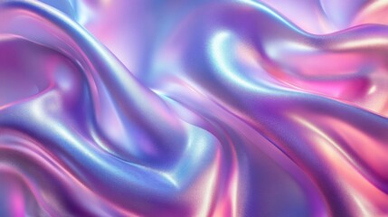Obraz premium Abstract Holographic Fabric with Pink and Blue Shimmering Waves
