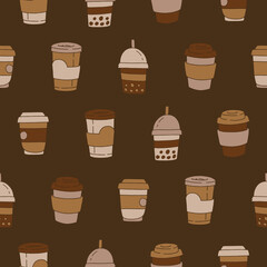 Collection of Coffee Cup Vector Seamless Pattern illustration Design