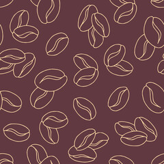 Outline Bunch of Coffee Bean Vector Seamless Pattern illustration Design