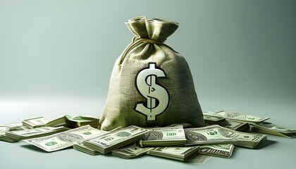 realistic 3d render of money bag