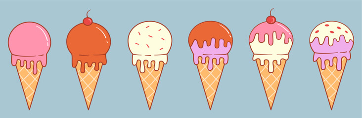 Ice Cream Hand Drawn Set Illustration