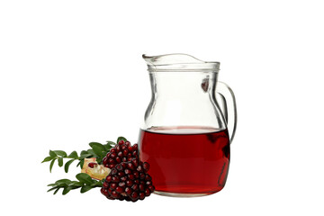 PNG,Pomegranate juice with fresh pomegranate, isolated on white background
