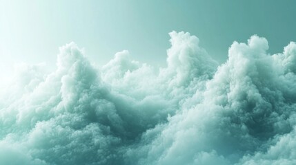 Naklejka premium A Sky Filled with Fluffy, Pastel Green Clouds