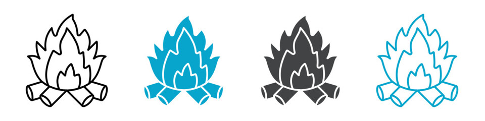 camp fire icon set for web and mobile app