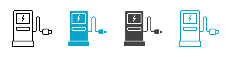 charge station icon set for web and mobile app
