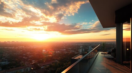 Sunset View from a Penthouse Balcony