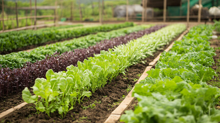A facility producing organic food products using sustainable farming practices.