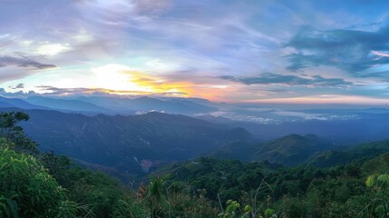 Fototapeta premium Serene Sunset Over Mountains