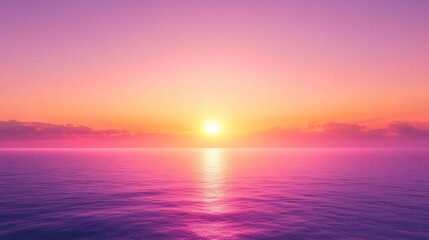 Fototapeta premium Pink and Orange Sunset Over Calm Ocean Waters