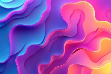 Fototapeta premium Abstract background with 3D design of organic shapes, glowing neon edges, vibrant gradient colors, dynamic and futuristic scene
