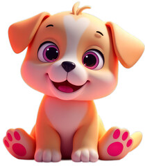 Fototapeta premium PNG Small puppy surrounded by soft glowing hearts or paw prints
