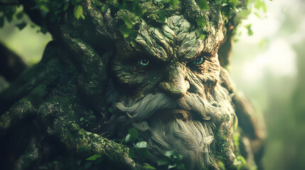 Fototapeta premium Guardian of the forest: majestic tree. Forest Guardian. Illustration