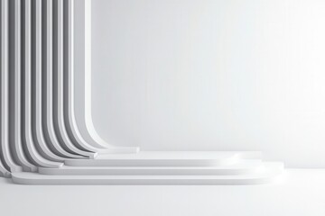 Modern design background with a 3D render of sleek architectural elements, clean lines, sharp lighting, minimalistic aesthetic