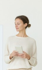 Young Professional Reviewing Digital Health Scan Results During Office Coffee Break