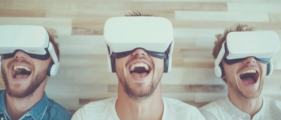 Diverse Young Adults Enjoying Virtual Reality Games in Office Lounge During Daytime Team Building Session