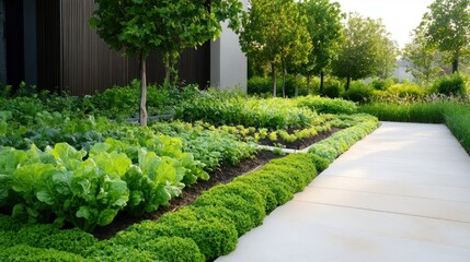 Lush Green Garden Pathway A Tranquil Escape into Nature's Beauty