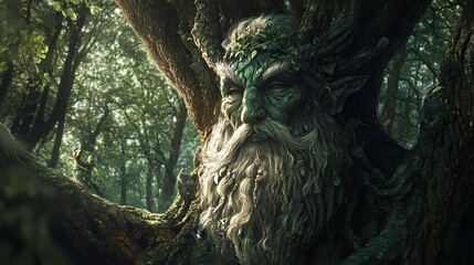 Myth of the leshy a forest guardian spirit ancient slavic folklore towering figure blending into the trees mystical presence protector of the woods. Forest Guardian. Illustration