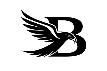 Naklejka premium Modern Eagle with 'B' Letter Clean Vector Design