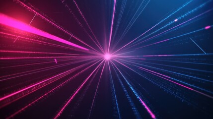 Abstract Digital Art with Pink and Blue Lines