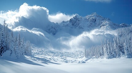 Obraz premium An avalanche crashes down, a powerful reminder of the increasing frequency of natural disasters linked to climate change.