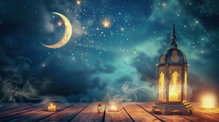 Ramadan Lantern Under the Night Sky
