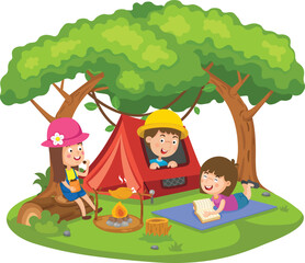 Illustration of children summer camp vector