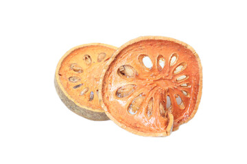 Dry fruit isolate on white, dried quince fruit 