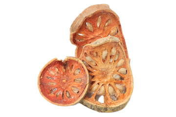 sliced quince dry isolated on white