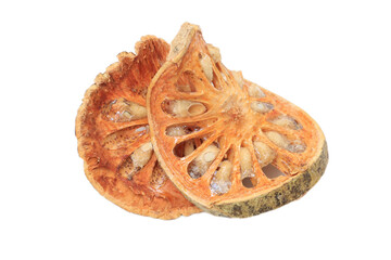 Dried fruit isolate on white background, dry quince 