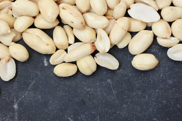 Peanut nut on black background