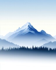 Snow-Capped Mountain Range in Vector Graphic Style