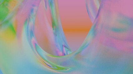 Colorful curve and curl of a crystal texture (3D Rendering)