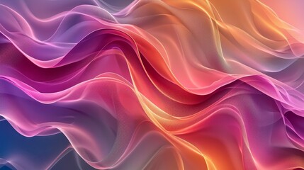 Obraz premium A dynamic 3D rendering showcasing soft, translucent waves in bright gradient hues. The design features a mix of smooth curves and vibrant tones, creating a modern and energetic abstract scene.