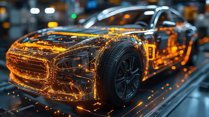 Fototapeta premium A visual representation of power supply connections for electric vehicle charging, emphasizing innovation in automotive technology.