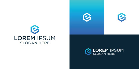 Creative modern technology E sign vector logo technology