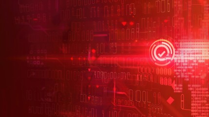 Cybersecurity Checkmark on Red Background