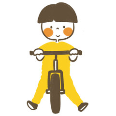 手描き 自転車に乗る子ども（男の子）