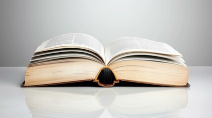 Fototapeta premium A blank book with a white cover sits elegantly on a gray backdrop, perfect for branding designs.