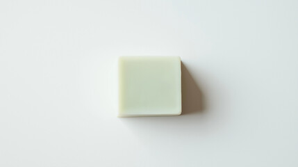 top down view, the image depicts a serene, minimalist setting with a soap placed in the center of a white background
