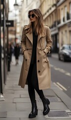 Obraz premium 35. A chic urban outfit with a stylish trench coat and ankle boots