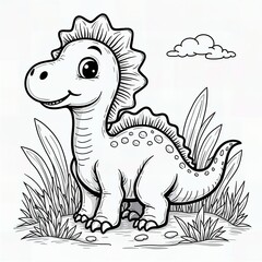 Naklejka premium Cute Dinosaur Coloring Page