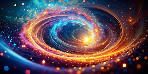 Obraz premium A swirling vortex of vibrant cosmic dust, illuminating the darkness with ethereal light and mesmerizing patterns.