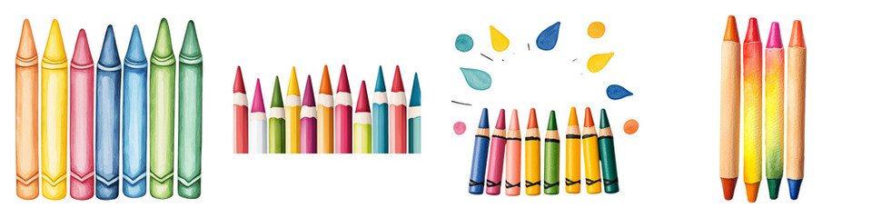 A colorful collection of crayons in various shades, displayed in groups, showcasing creativity and artistic potential against a black background.