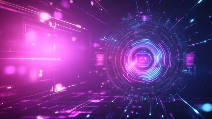 Abstract Digital Art with Glowing Circles and Lines