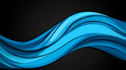 Abstract blue wave design on a black background.