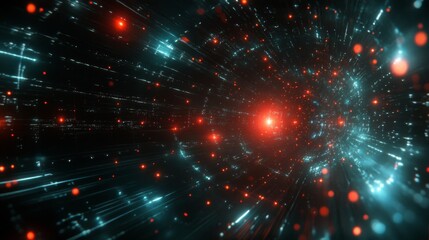 Obraz premium Abstract tunnel with red and blue lights