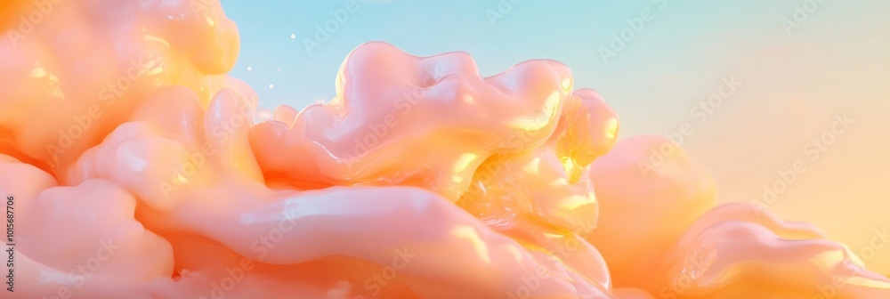 Poster surreal melting pattern in pastel vaporwave background with vivid colors