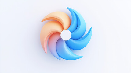 Abstract 3D design with a circular shape and vibrant blue and orange colors.