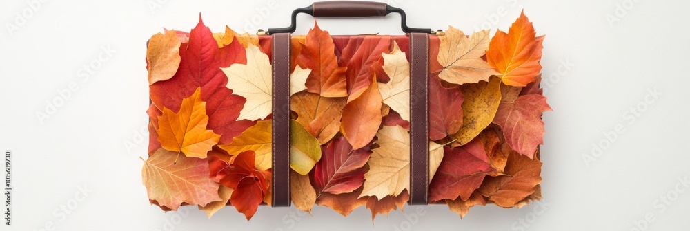 Poster minimalist autumn leaves suitcase graph - vivid and conceptual design